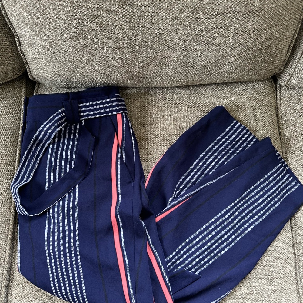NWOT Express Navy Striped Pants with Accents - 14 - Picture 2 of 9